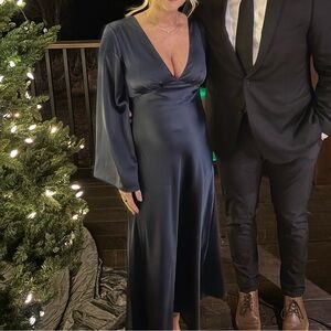 Vici Satin Navy Maxi Dress